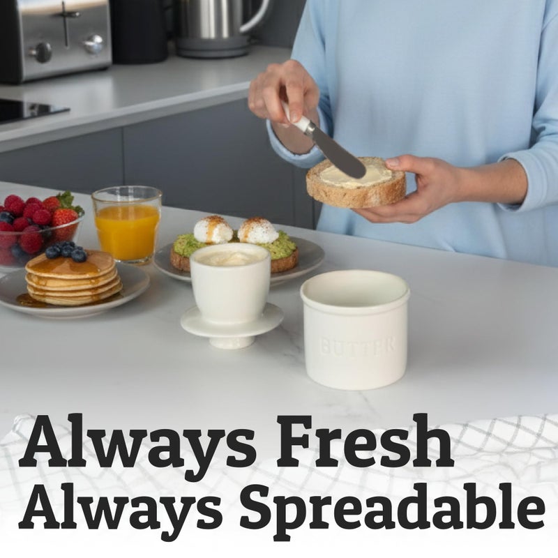 Priority Chef Butter Crock with Lid with Water Line, Ceramic French Butter Dish to Leave On Counter, White - Image 4